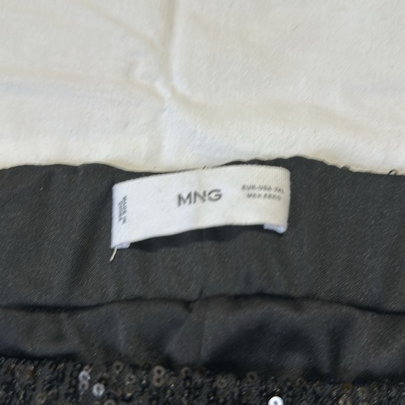 MNG Sequin Black Pants Drawstring Elastic Waistband Size XXL - Picture 2 of 5